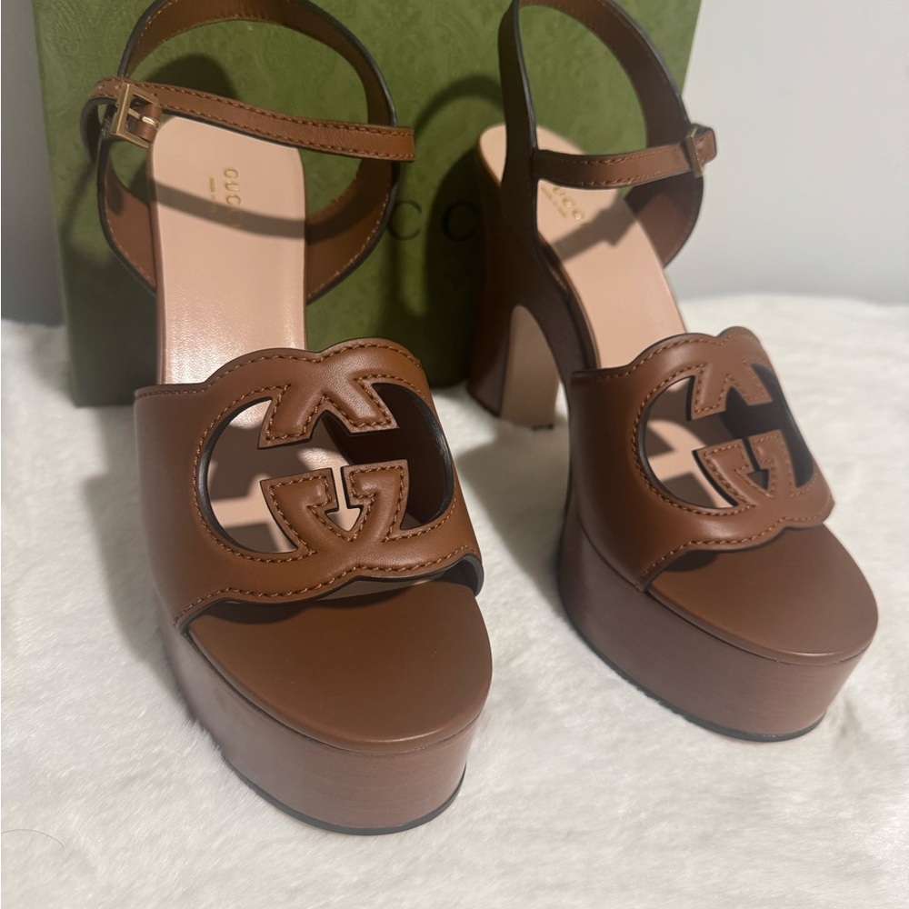 Gucci Brown Platform Sandals